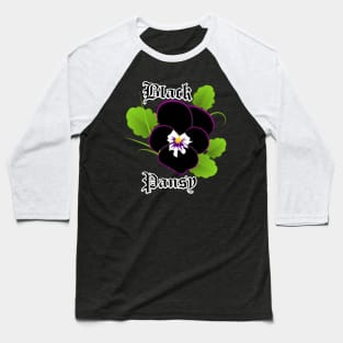 Black & purple pansy – Gothic flower Baseball T-Shirt